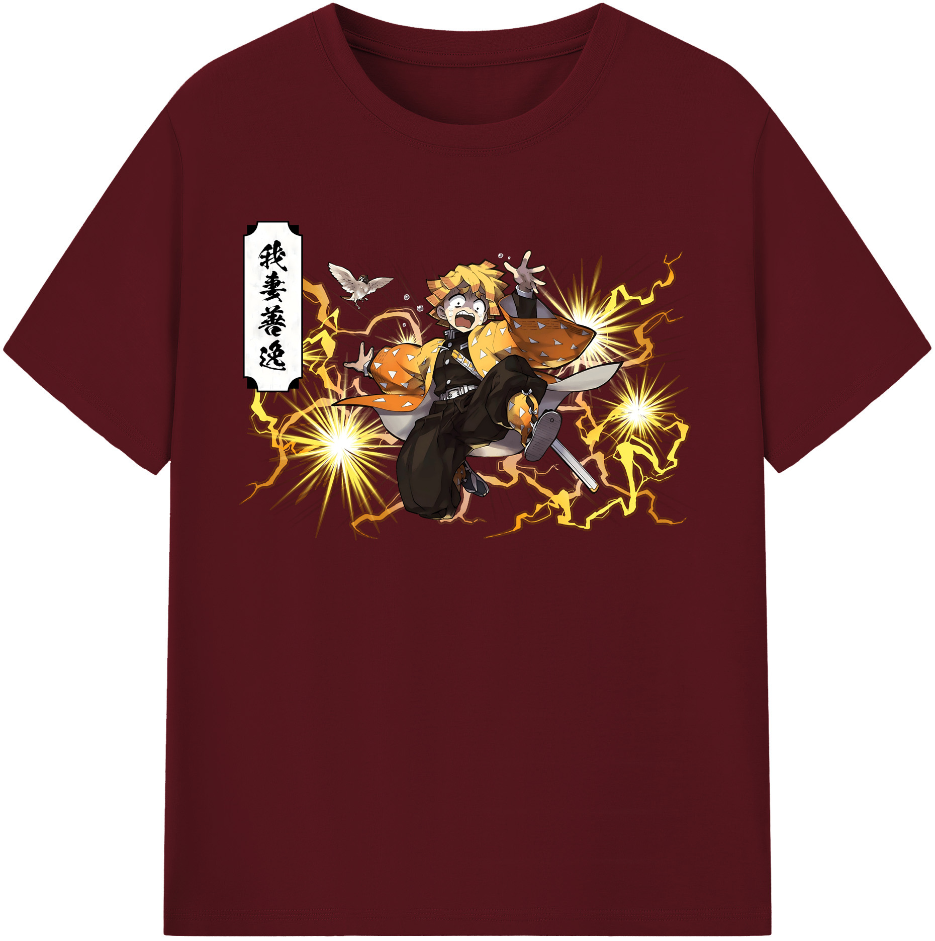 （画像用） 鬼滅の刃（きめつのやいば）我妻 善逸／あがつま ぜんいつ Agatsuma Zenitsu 綿100％半袖Tシャツ（フロントプリント）